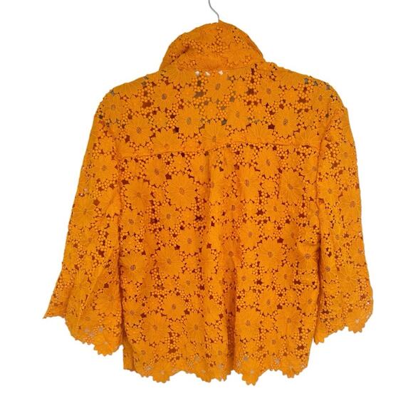 Anthropologie Maeve lace half sleeve button-down shirt in Mango - Picture 5 of 11